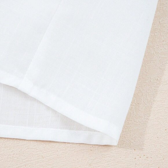 White Casual Women's Floral Embroidery Puff Sleeve Button-Up Shirt - Picture 8 of 8